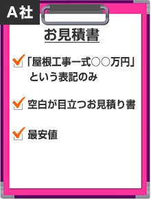 最安値だが空白が多くシンプルなA社見積書