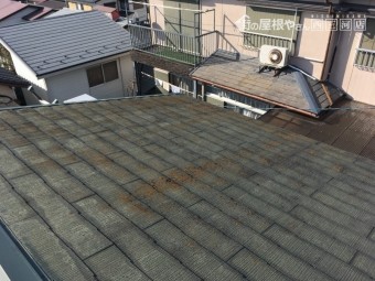 屋根点検 スレート カビやコケの付着 褪色