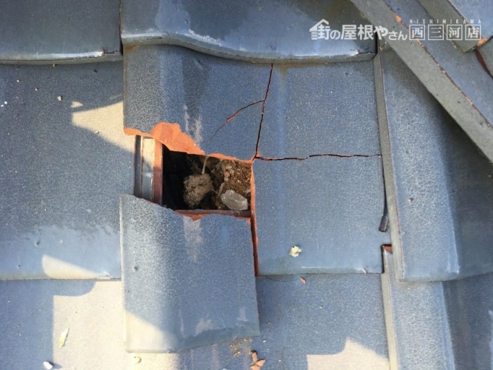 台風被害 瓦の割れ・ズレ