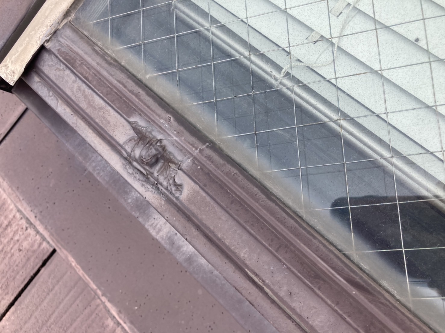 天窓のつなぎ目部分か屋根との取り合いから漏れていました